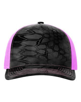 Richardson 112PFP Five-Panel Printed Trucker Cap #color_Kryptek Typhon/ Neon Pink