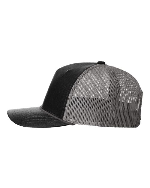 Richardson 112FPR Five-Panel Trucker with Rope Cap #color_Black/ Charcoal