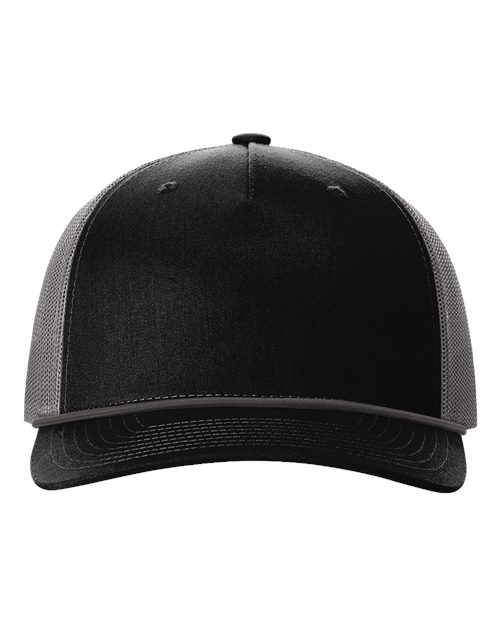 Richardson 112FPR Five-Panel Trucker with Rope Cap #color_Black/ Charcoal