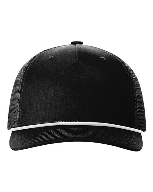 Richardson 112FPR Five-Panel Trucker with Rope Cap #color_Black/ White