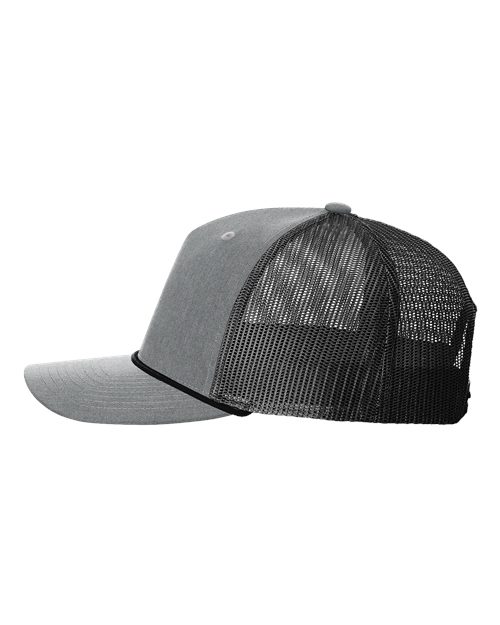 Richardson 112FPR Five-Panel Trucker with Rope Cap #color_Heather Grey/ Black