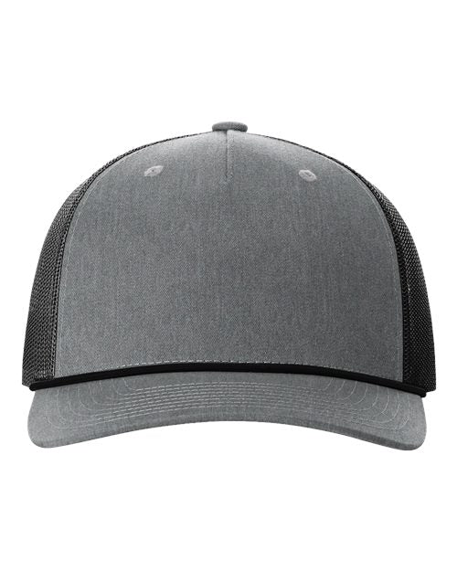 Richardson 112FPR Five-Panel Trucker with Rope Cap #color_Heather Grey/ Black