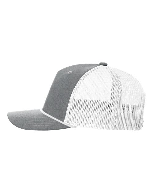 Richardson 112FPR Five-Panel Trucker with Rope Cap #color_Heather Grey/ White