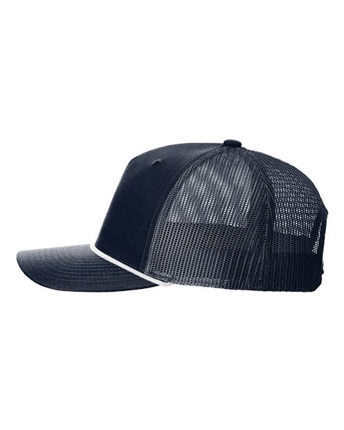 Richardson 112FPR Five-Panel Trucker with Rope Cap #color_Navy/ White