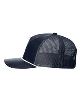Richardson 112FPR Five-Panel Trucker with Rope Cap #color_Navy/ White