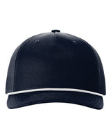 Richardson 112FPR Five-Panel Trucker with Rope Cap #color_Navy/ White