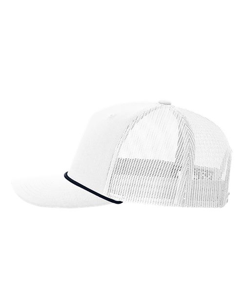 Richardson 112FPR Five-Panel Trucker with Rope Cap #color_White/ Navy
