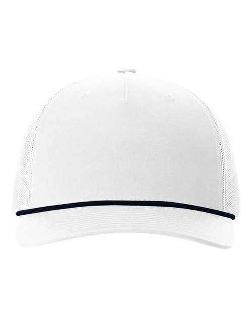 Richardson 112FPR Five-Panel Trucker with Rope Cap #color_White/ Navy