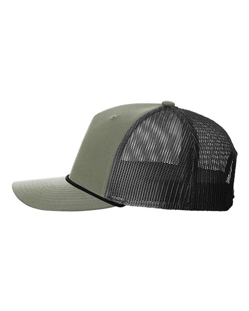 Richardson 112FPR Five-Panel Trucker with Rope Cap #color_Loden Green/ Black