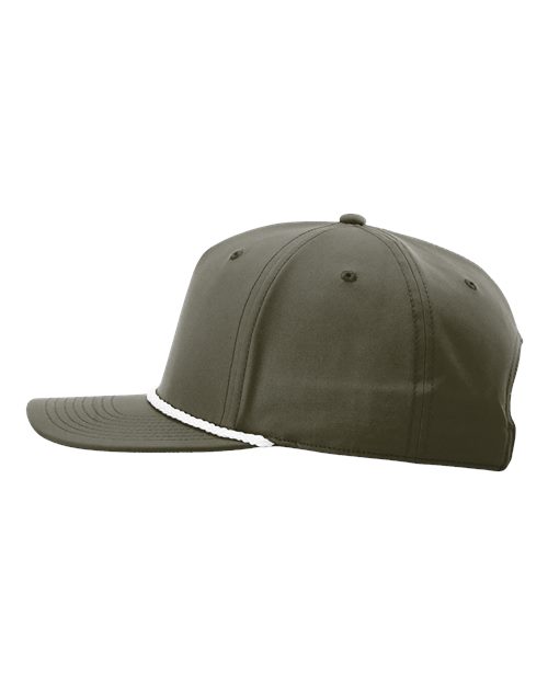 Richardson 258 Five Panel Classic Rope Cap #color_Dark Olive Green/ White