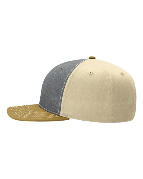 Richardson 312 Twill Back Trucker Cap #color_Heather Grey/ Birch/ Amber Gold