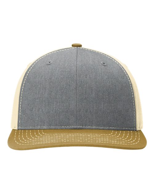Richardson 312 Twill Back Trucker Cap #color_Heather Grey/ Birch/ Amber Gold