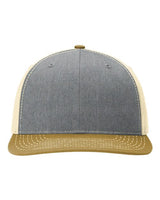 Richardson 312 Twill Back Trucker Cap #color_Heather Grey/ Birch/ Amber Gold
