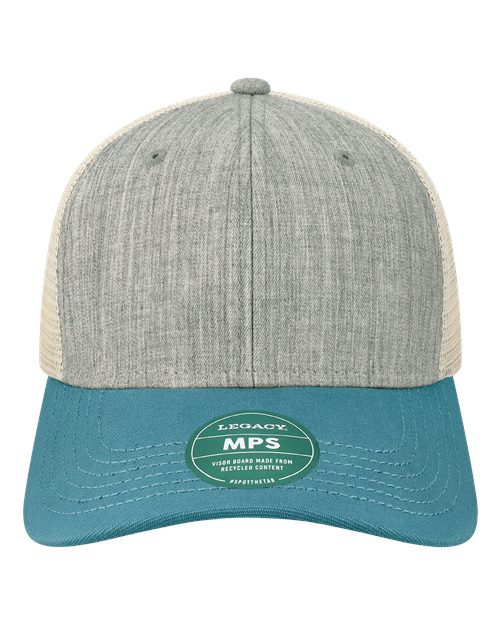 LEGACY MPS Mid-Pro Snapback Trucker Cap #color_Melange Grey/ Pacific Blue/ Stone