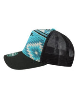 LEGACY ROADIE Five-Panel Trucker Cap #color_Aqua Aztec/ Black