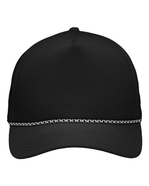 Sportsman SP1300 Five-Panel Rope Heritage Fit Cap #color_Black