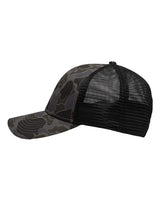 Sportsman SP1450 Traditional Lo-Pro Mesh Back Trucker Fit Cap #color_Chino Black Duck Camo/ Black