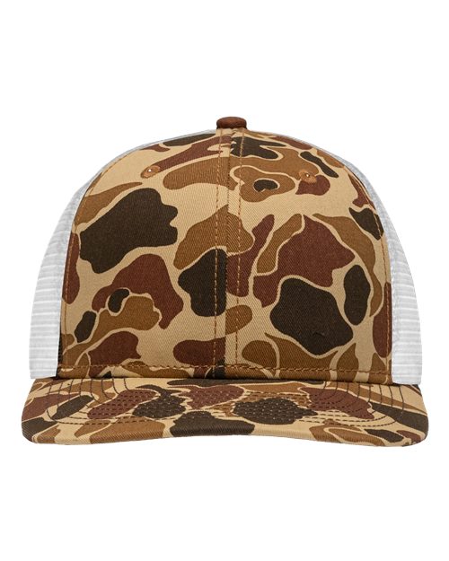 Sportsman SP1450 Traditional Lo-Pro Mesh Back Trucker Fit Cap #color_Chino Duck Camo/ White