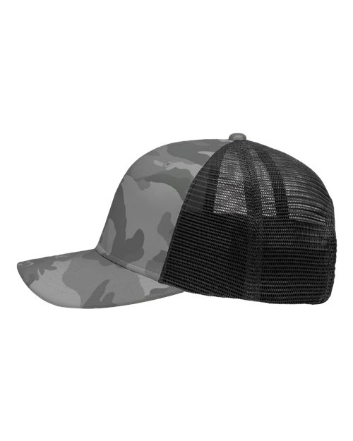 Sportsman SP1450 Traditional Lo-Pro Mesh Back Trucker Fit Cap #color_Grey Camo/ Black