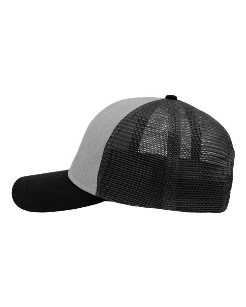 Sportsman SP1450 Traditional Lo-Pro Mesh Back Trucker Fit Cap #color_Heather Grey/ Charcoal/ Black