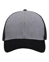 Sportsman SP1450 Traditional Lo-Pro Mesh Back Trucker Fit Cap #color_Heather Grey/ Charcoal/ Black