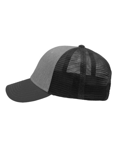 Sportsman SP1450 Traditional Lo-Pro Mesh Back Trucker Fit Cap #color_Heather Grey/ Charcoal/ Charcoal