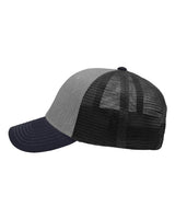 Sportsman SP1450 Traditional Lo-Pro Mesh Back Trucker Fit Cap #color_Heather Grey/ Charcoal/ Navy
