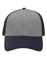 Sportsman SP1450 Traditional Lo-Pro Mesh Back Trucker Fit Cap #color_Heather Grey/ Charcoal/ Navy