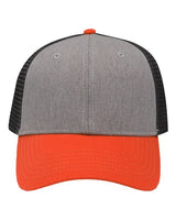 Sportsman SP1450 Traditional Lo-Pro Mesh Back Trucker Fit Cap #color_Heather Grey/ Charcoal/ Orange