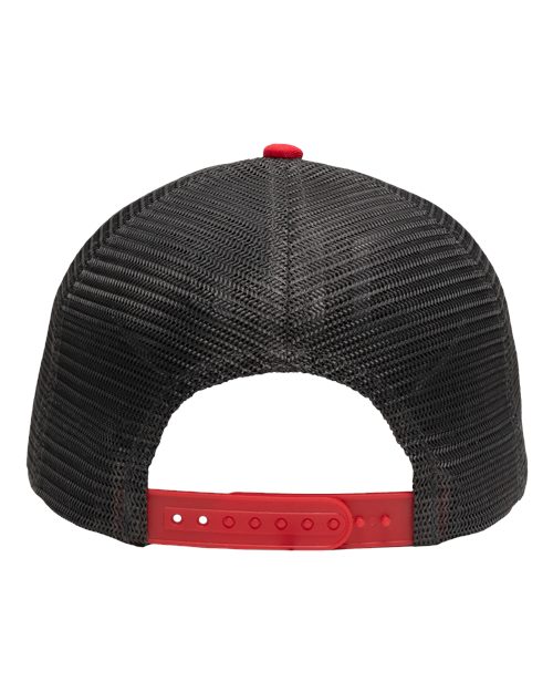 Sportsman SP1450 Traditional Lo-Pro Mesh Back Trucker Fit Cap #color_Heather Grey/ Charcoal/ Red