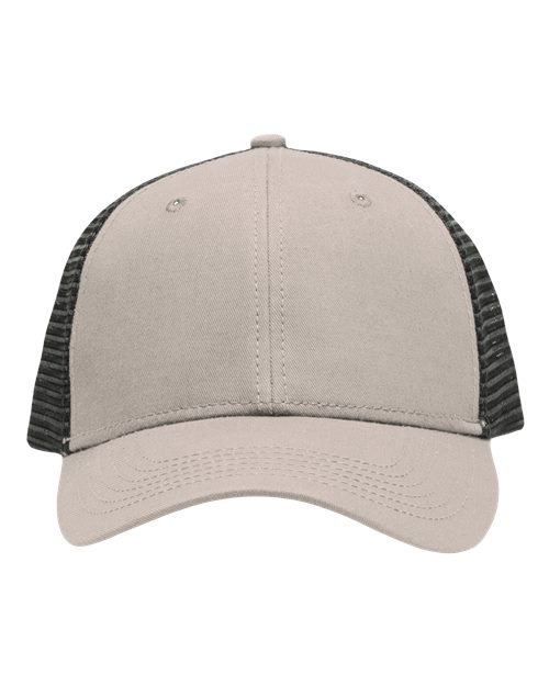 Sportsman SP1450 Traditional Lo-Pro Mesh Back Trucker Fit Cap #color_Chino Khaki/ Black