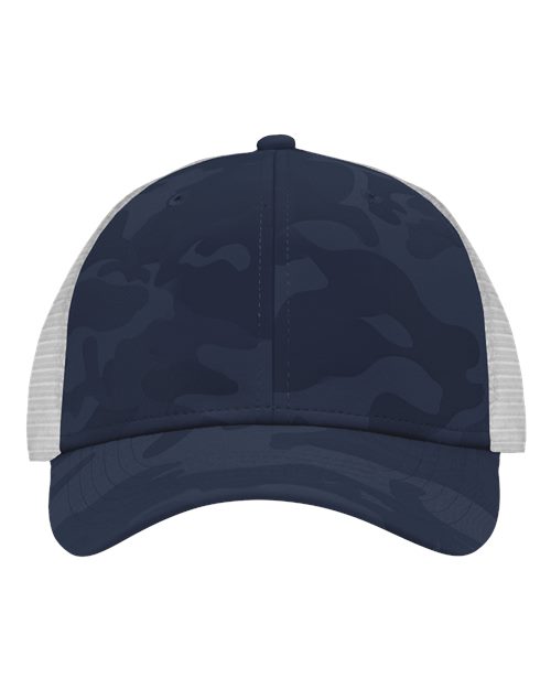 Sportsman SP1450 Traditional Lo-Pro Mesh Back Trucker Fit Cap #color_Navy Camo/ White