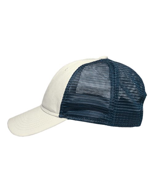 Sportsman SP1450 Traditional Lo-Pro Mesh Back Trucker Fit Cap #color_Chino Stone/ Navy