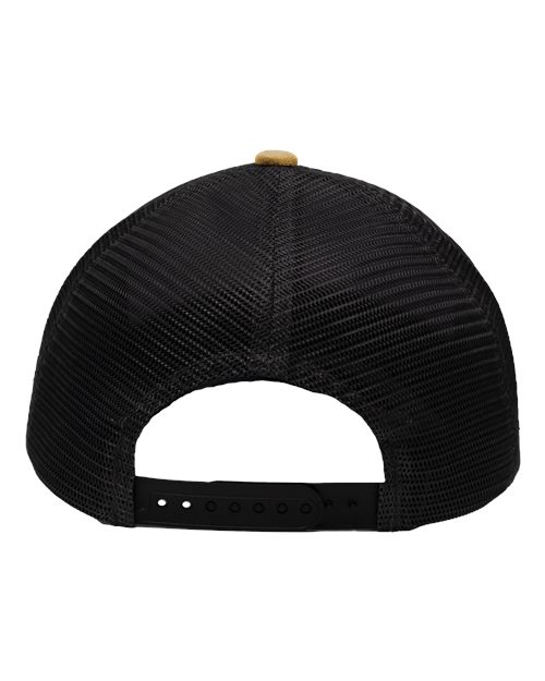 Sportsman SP1450 Traditional Lo-Pro Mesh Back Trucker Fit Cap #color_Chino Vegas Gold/ Black