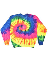 Colortone 8100 Tie-Dyed Fleece Crewneck Sweatshirt #color_Neon Rainbow