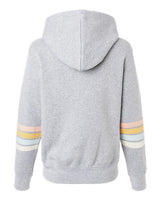 MV Sport W22732 Women's Striped Sleeves Full-Zip Hooded Sweatshirt #color_Heather Grey