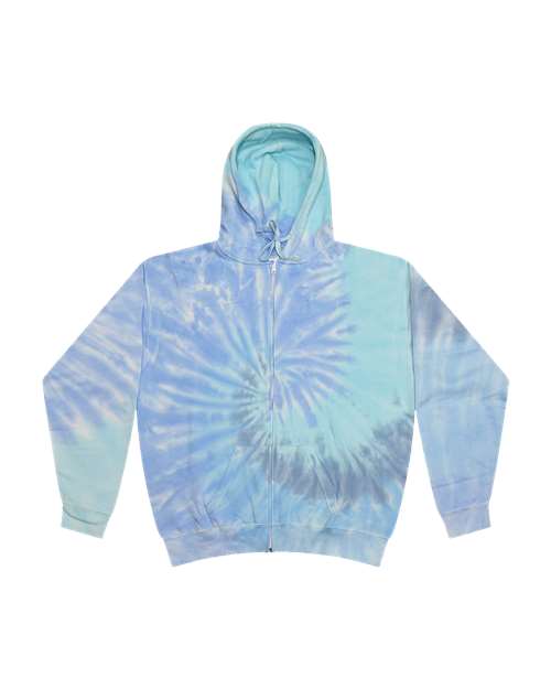 Colortone 8888 Tie-Dyed Full-Zip Hooded Sweatshirt #color_Lagoon