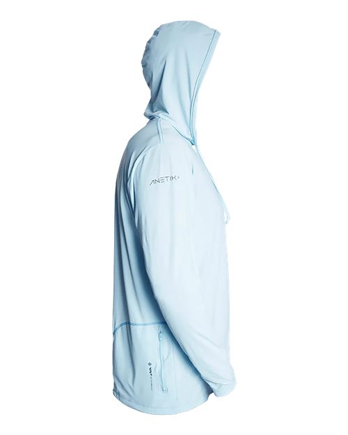ANETIK MVLPRH8 Low Pro Tech Hooded Long Sleeve T-Shirt #color_Sky Heathered