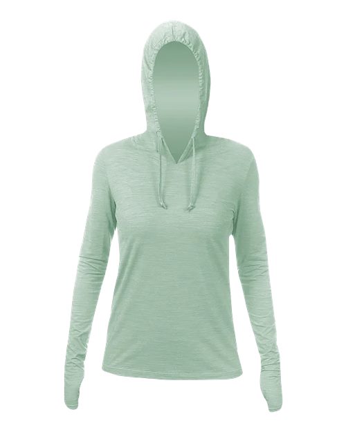 ANETIK WSBRZH0 Women's Breeze Tech Hooded Long Sleeve T-Shirt #color_Olive Heathered