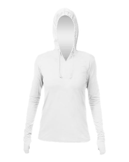 ANETIK WSBRZH0 Women's Breeze Tech Hooded Long Sleeve T-Shirt #color_White Heathered
