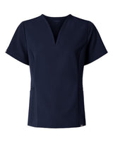 Jaanuu W10003 Women's Calix Fit & Flare Scrub V-Neck Top #color_Midnight Navy