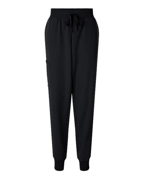 Jaanuu W20003 Women's Silex Knit-Waist Scrub Joggers #color_Black