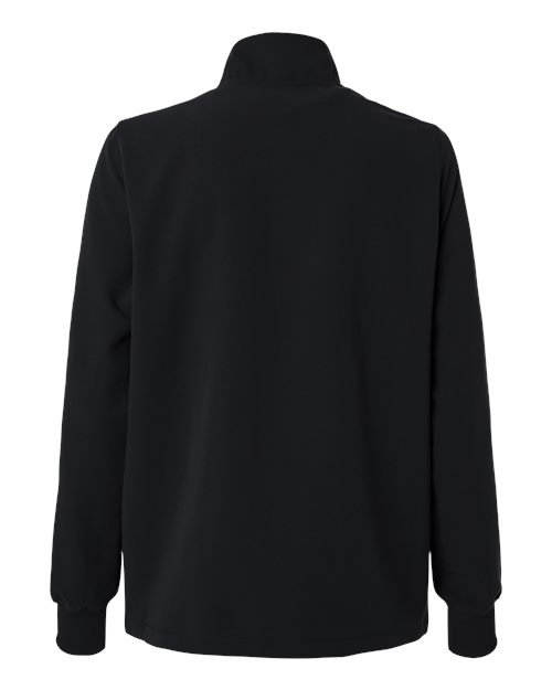 Jaanuu W60001 Women's Ceri Essential Full-Zip 6-Pocket Scrub Jacket #color_Black
