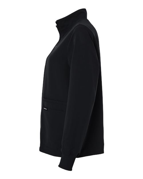 Jaanuu W60001 Women's Ceri Essential Full-Zip 6-Pocket Scrub Jacket #color_Black