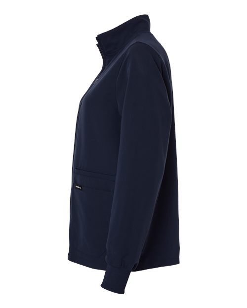 Jaanuu W60001 Women's Ceri Essential Full-Zip 6-Pocket Scrub Jacket #color_Midnight Navy