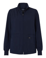 Jaanuu W60001 Women's Ceri Essential Full-Zip 6-Pocket Scrub Jacket #color_Midnight Navy
