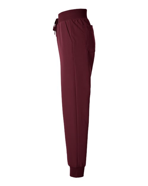 Jaanuu W20003P Women's Silex Knit-Waist Scrub Joggers - Petite Sizes #color_Burgundy