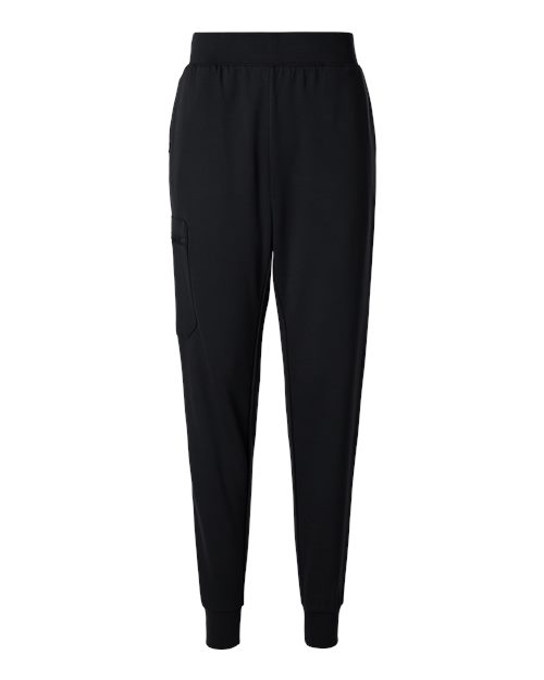 Jaanuu W40001P Women's Rubi Ultrasoft Scrub Joggers - Petite Sizes #color_Black