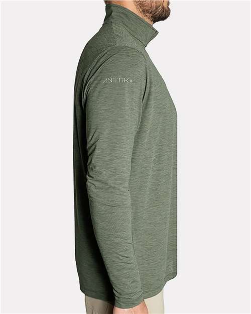 ANETIK MVQTRL9 Low Pro Quarter-Zip #color_Dark Olive Heathered