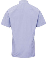 Artisan Collection by Reprime RP221 Mens Microcheck Gingham Short-Sleeve Cotton Shirt #color_LT BLUE/ WHITE